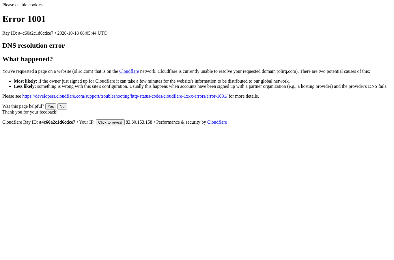Screenshot preview of olirq.com