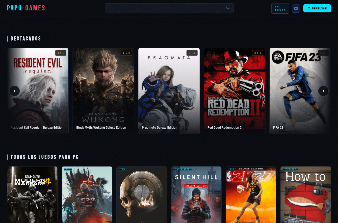 Screenshot preview of papugames.com