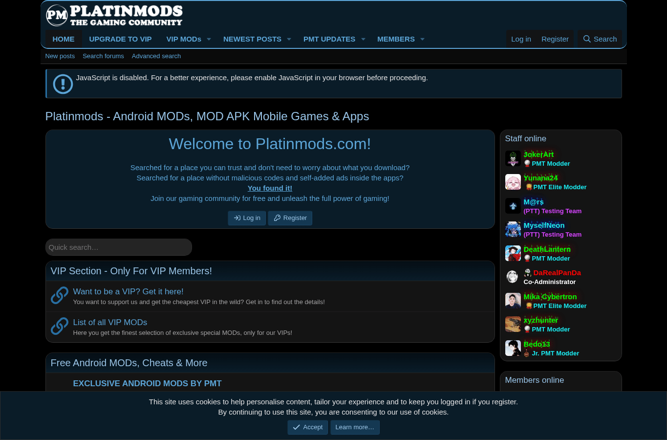 Screenshot preview of platinmods.com