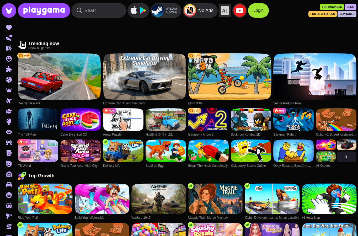 Screenshot preview of playgama.com