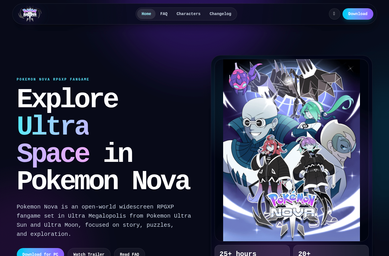 Screenshot preview of pokemonnova.com