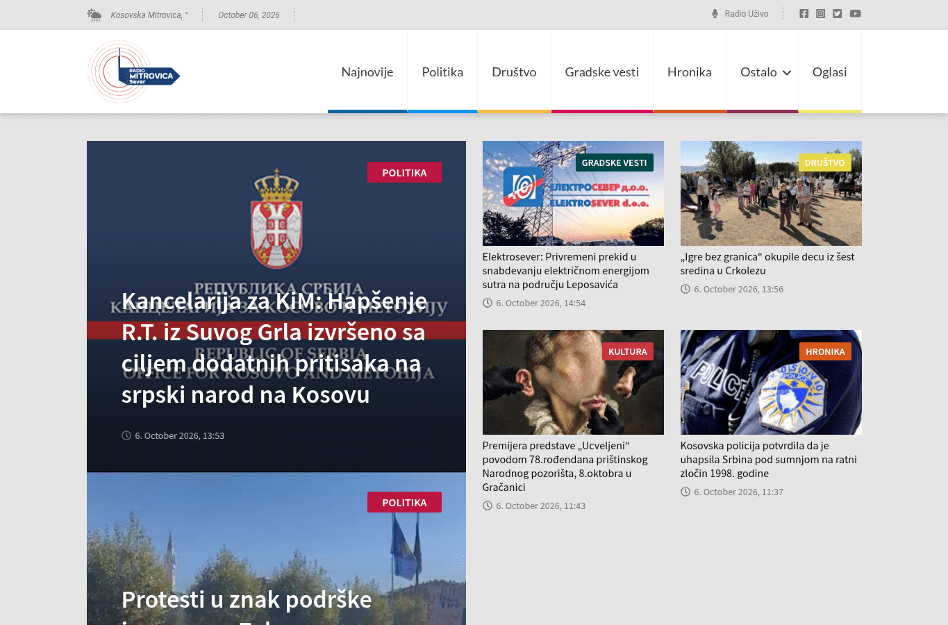 Screenshot preview of radiomitrovicasever.com