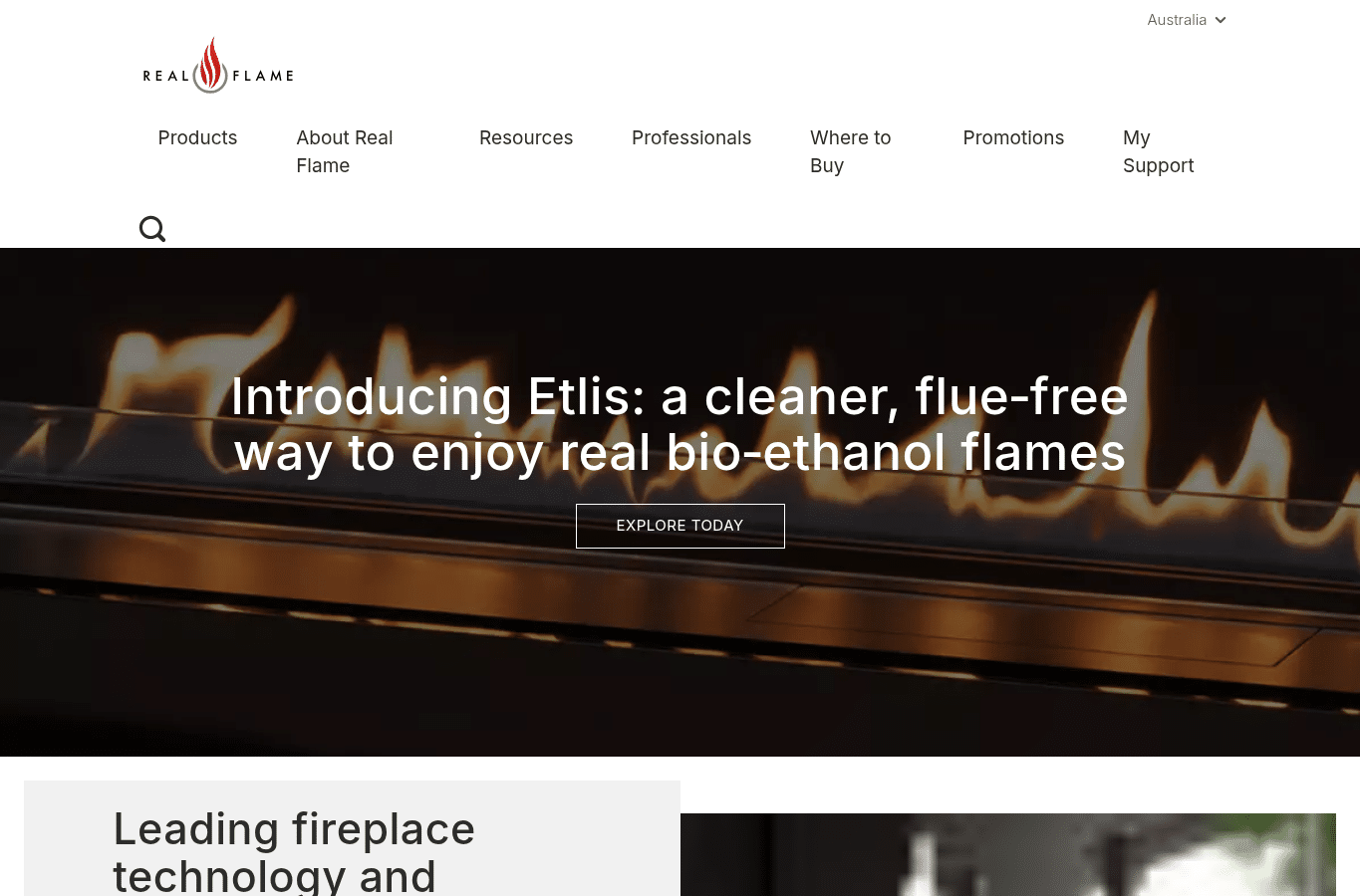 Screenshot preview of realflame.com.au