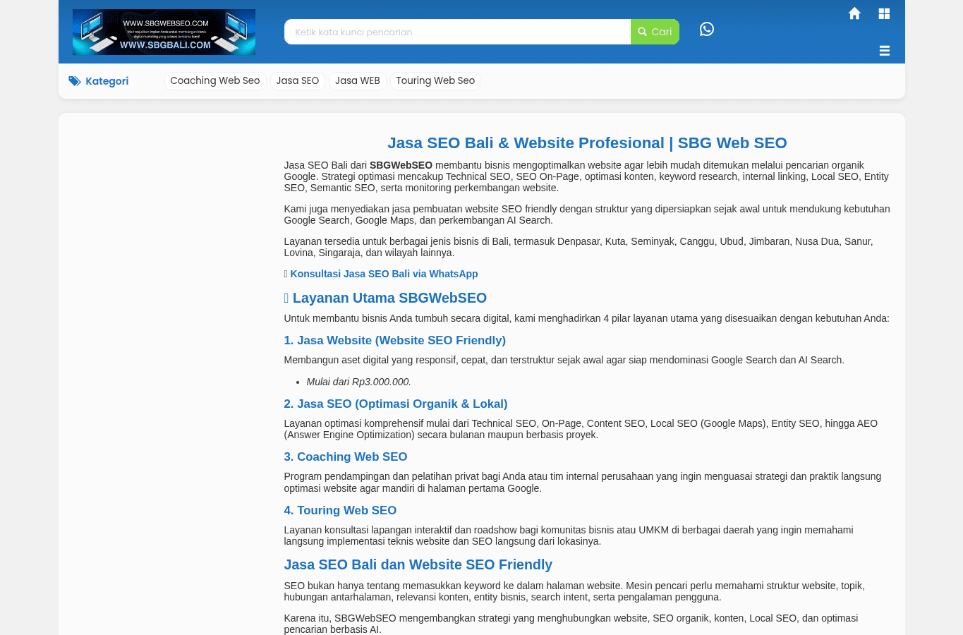 Screenshot preview of sbgwebseo.com