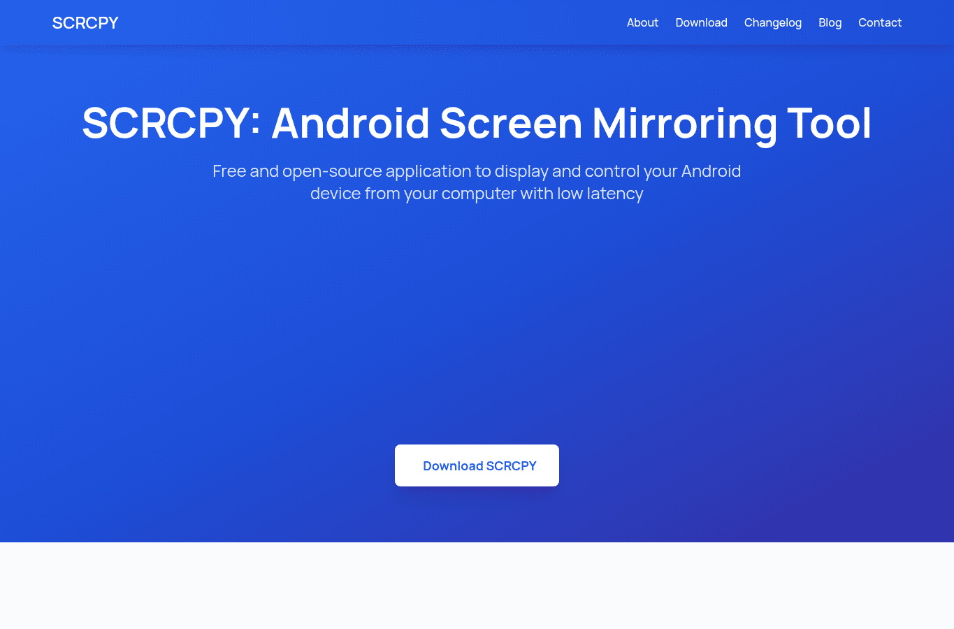 Screenshot preview of scrcpy.org