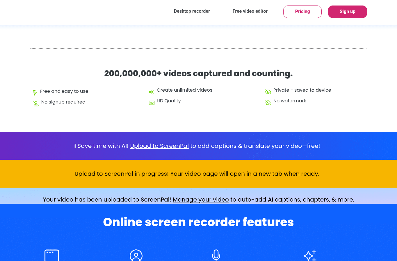 Screenshot preview of screen-recorder.com