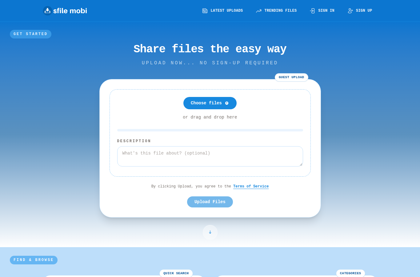 Screenshot preview of sfile.mobi