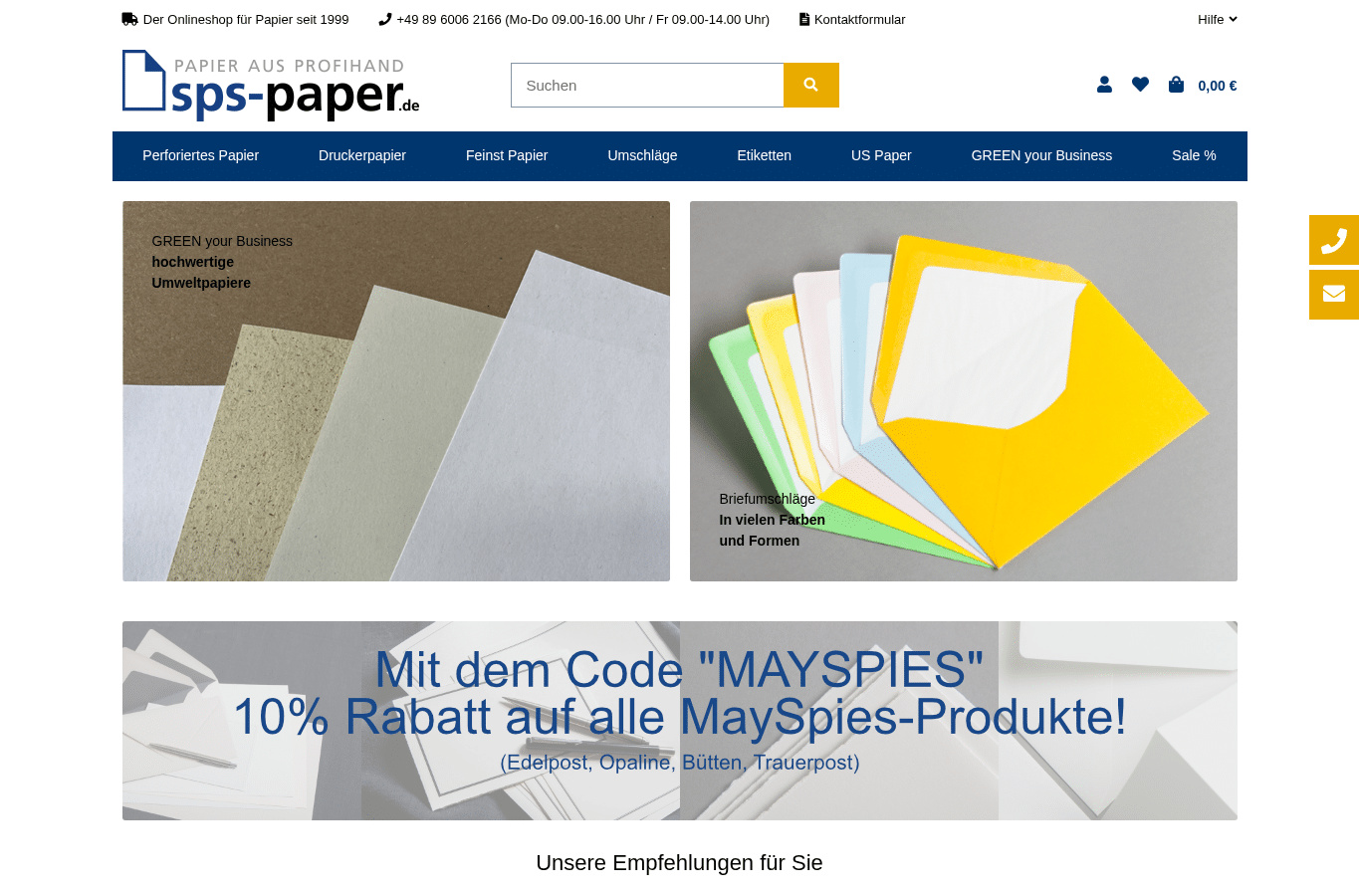 Screenshot preview of sps-paper.de