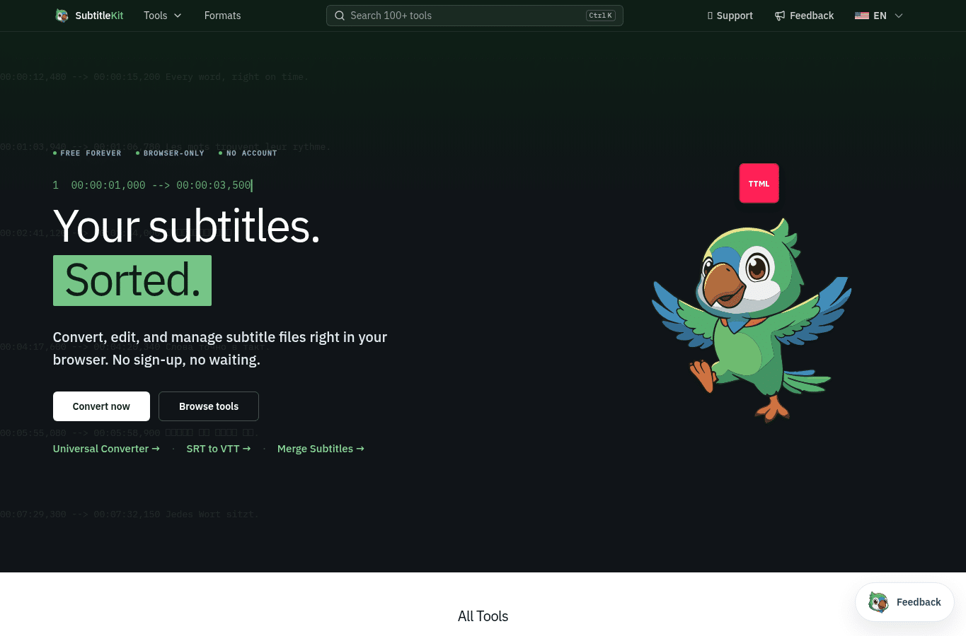 Screenshot preview of subtitlekit.com