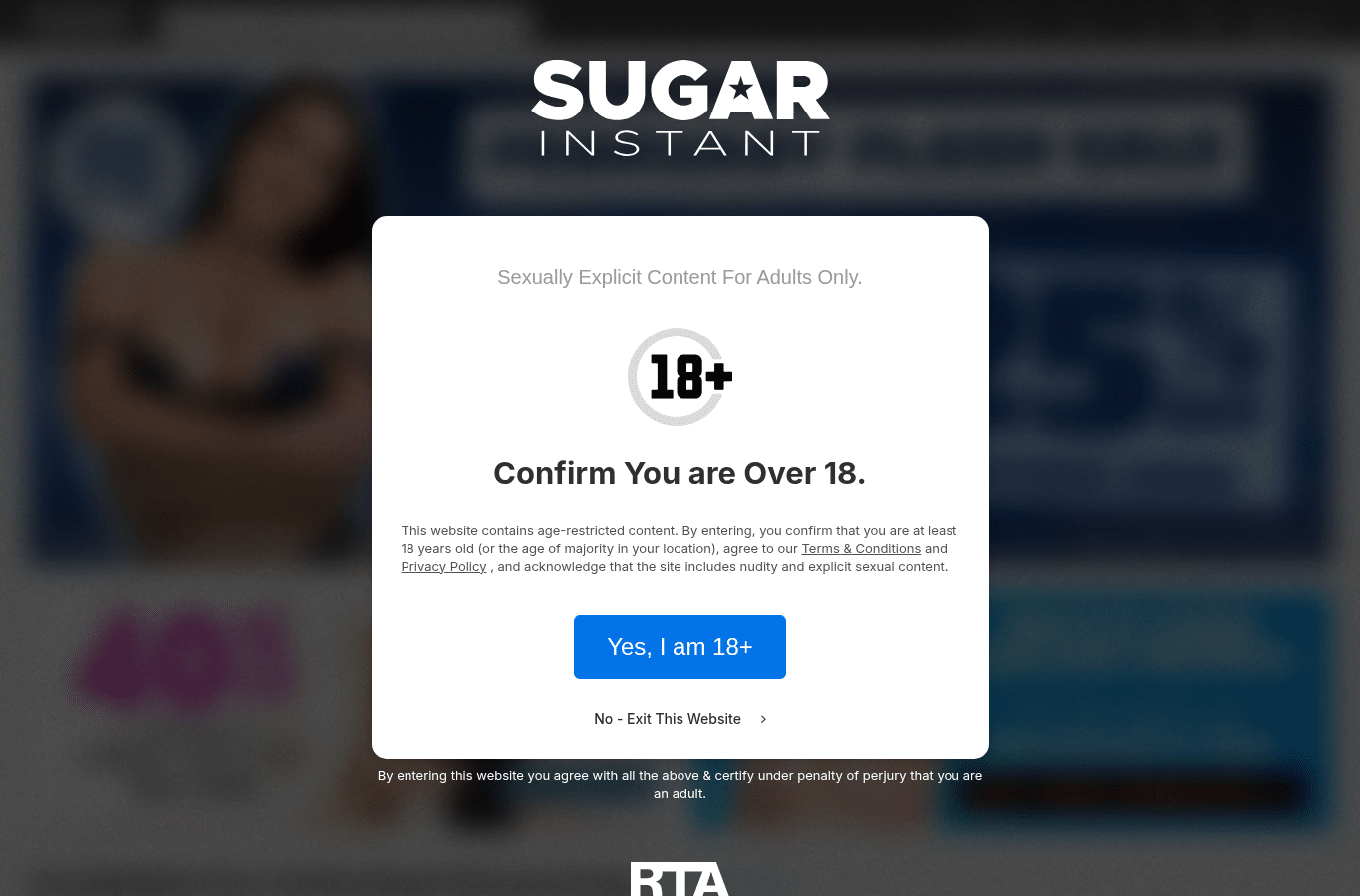 Screenshot preview of sugarinstant.com