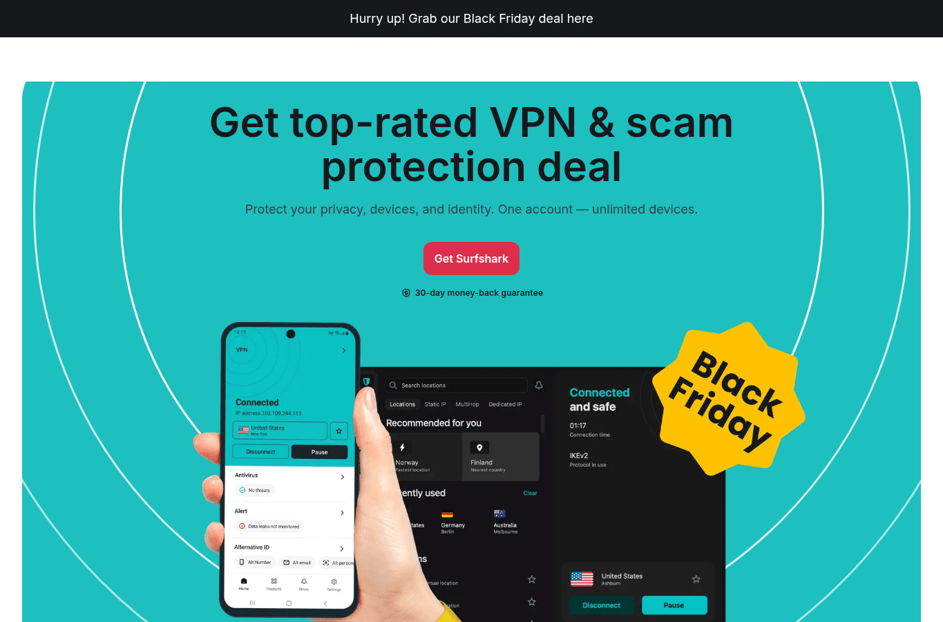 Screenshot preview of surfshark.com