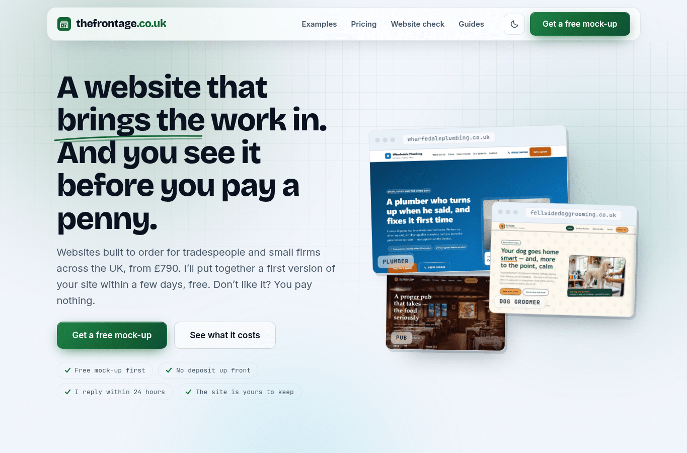 Screenshot preview of thefrontage.net