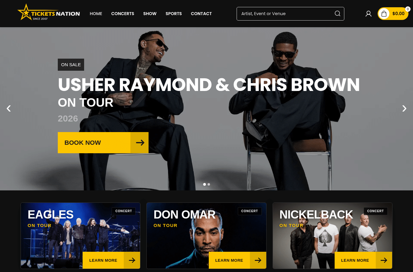 Screenshot preview of tickets-nation.com