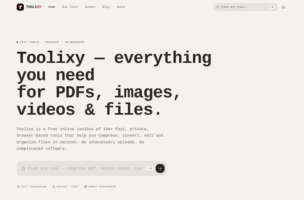 Screenshot preview of toolixy.online