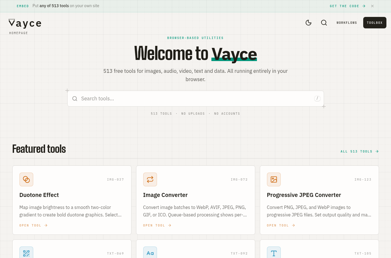 Screenshot preview of vayce.app