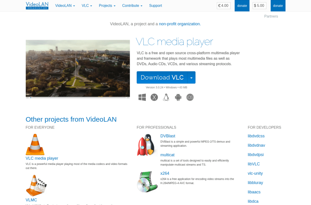 Screenshot preview of videolan.org