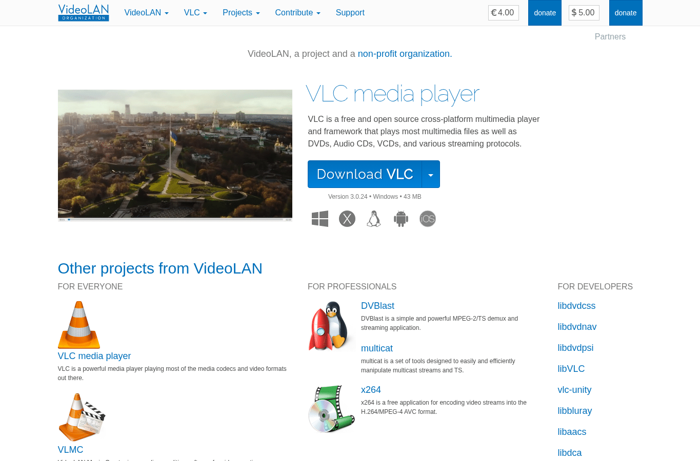 Screenshot preview of videolan.org