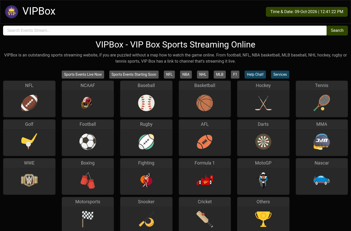 Screenshot preview of vipbox.lc