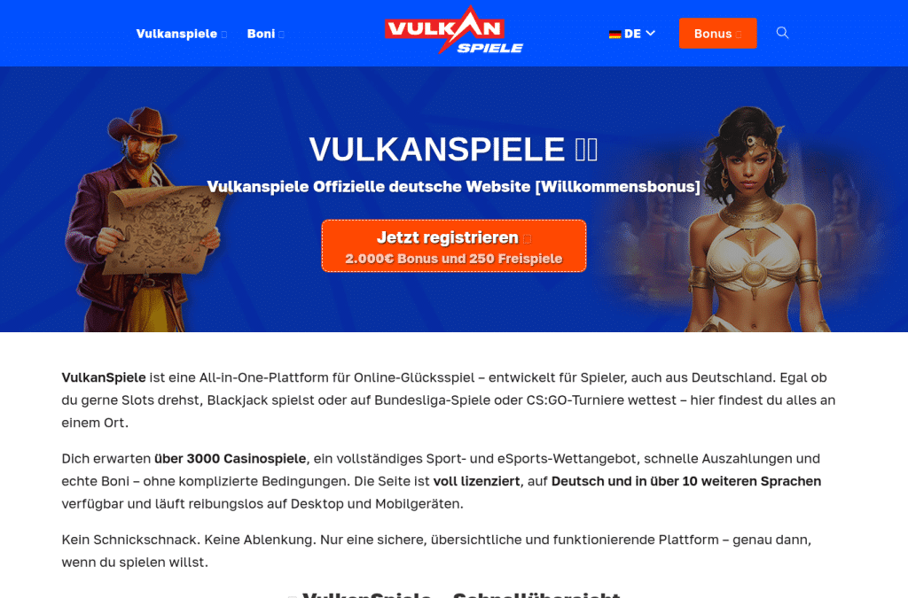 Screenshot preview of vulkanspiel.de