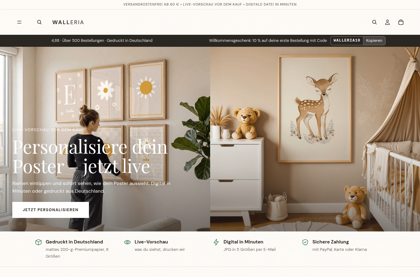 Screenshot preview of walleria.de