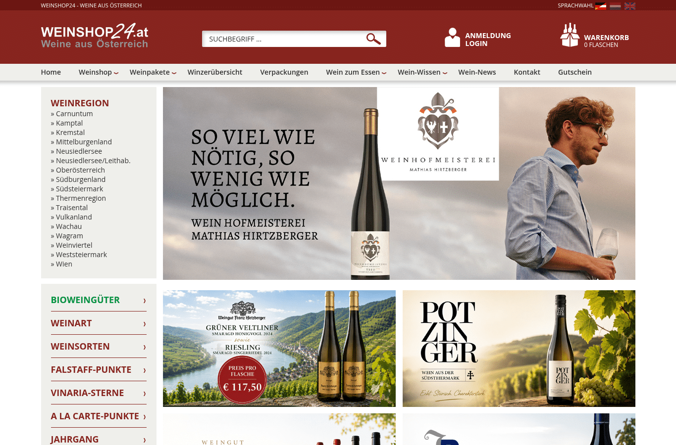 Screenshot preview of weinshop24.at