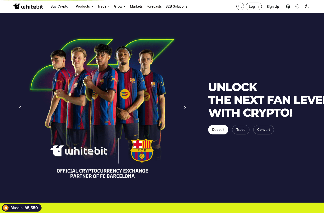 Screenshot preview of whitebit.com