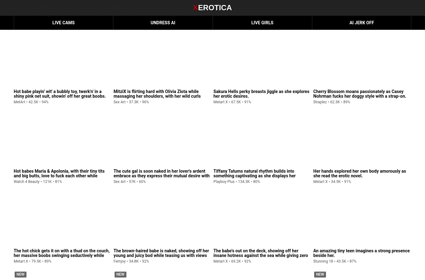 Screenshot preview of xerotica.com