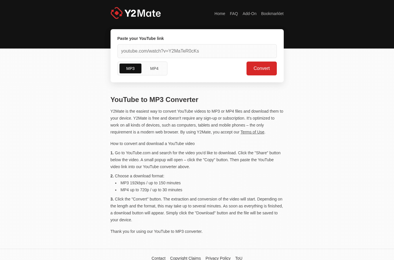 Screenshot preview of y2mate.gs